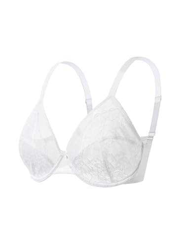 Vukoiswe Minimizer Bras for Women Full Coverage Unlined Underwire Bra Plus Size Bra for Heavy Breast White - Thumbnail 6