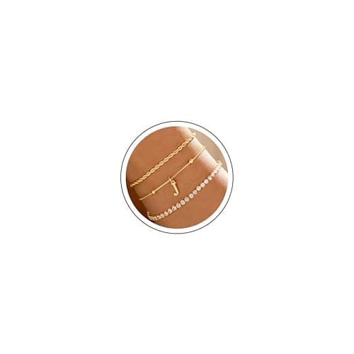 JIAOGE Gold Bracelets for Women Trendy - Dainty Gold Bracelets for Women Non Tarnish Bracelet Stack Initial J Stackable Tennis Bracelets for Teen Girl Gifts for Girls Stuff Gold Jewelry - Image 1