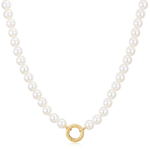 FAMARINE Pearl Choker Necklace Dainty Round White Pearl Choker Necklace Wedding Pearl Necklaces Simple Bridesmaid Jewelry Gifts - Image 1