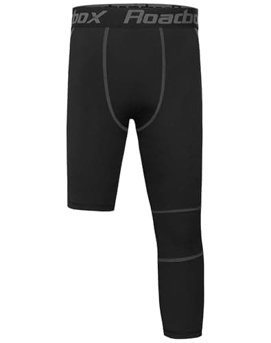 Roadbox Boys One Leg Compression Pants, 2Pack 3/4 Athletic Basketball Leggings, Youth Sports Baselayer Tights - Image 1