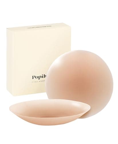 Popilush Nipple Covers for Women - Sticky Bra Reusable Silicone Pasties Waterproof with Travel Case Caramel - Image 1