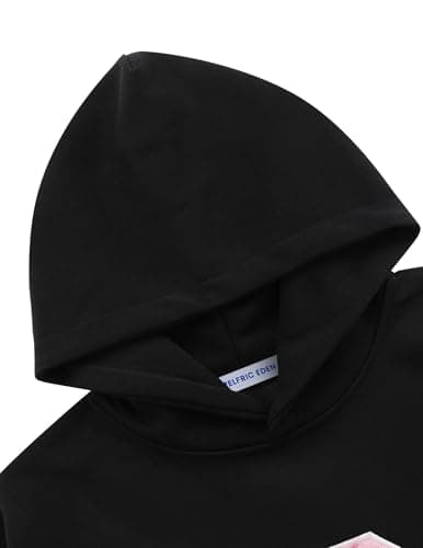 Aelfric Eden Womens Oversized Graphic Hoodies Y2k Flower Embroidery Number Print Pullover Hooded Sweatshirt Unisex Black X-Small - Thumbnail 3