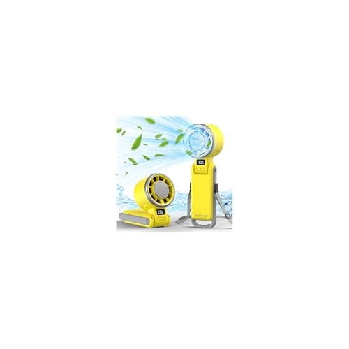 PlayHot Portable Handheld Turbo Fan with Ice Cooling, Rechargeable Personal Fan, Up tp 12Hrs Cooling, 5 Speed 25550RPM Powerful Portable Fan for Travel, Outdoor, Camping, Hiking (Yellow)