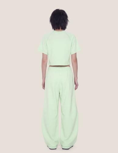 Aelfric Eden Cloud Cropped Sweat Sets Summer 2 Piece Outfits Crop Top High Waisted Baggy Barrel Sweatpants Sweatsuit Green Medium - Thumbnail 3