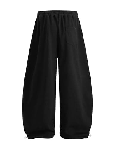 Aelfric Eden Barrel Sweatpants for Mens Side Striped Drawstring Elastic Waisted Wide Leg Lounge Pants with Pockets Black Small - Thumbnail 2