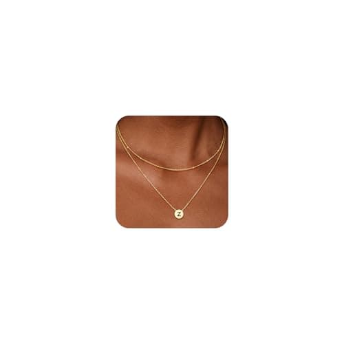 Poaiiu A-Z Layered Initial Necklaces for Women, Trendy 14k Gold Plated Stack Circle Letter Pendant Necklace Trendy Satellite Choker Gifts for Valentine's Day, Party, Birthday,Anniversary, Graduation - Image 1