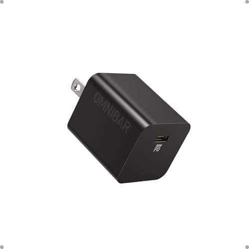 OMNIBAR 30W USB C Charger Block, GaN Type C Wall Charger Block, PD3.0 PPS USB-C Power Adapter, Compact iPhone Charger Fast Charging for iPhone 17/16/15, Samsung Galaxy S25/S24/S23, Pixel 10/9/8, Black