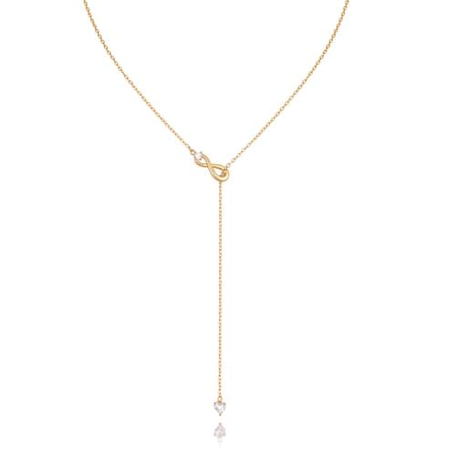 18k Gold Plated Lariat Necklace - Long Layered Y‑Shaped Drop Choker, Dainty Trendy Jewelry,Simple Hypoallergenic Adjustable Chain, Gift for Her Women Summer Birthday Wedding Prom Holiday Party - Image 1