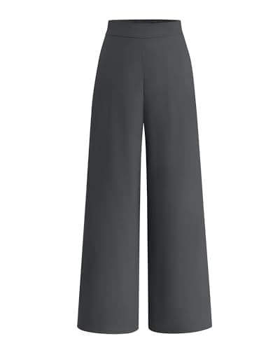 BTFBM Women High Waisted Wide Leg Pants Spring 2026 Business Casual Work Pants Loose Office Palazzo Trousers Pockets(Dark Grey, 4) - Image 1