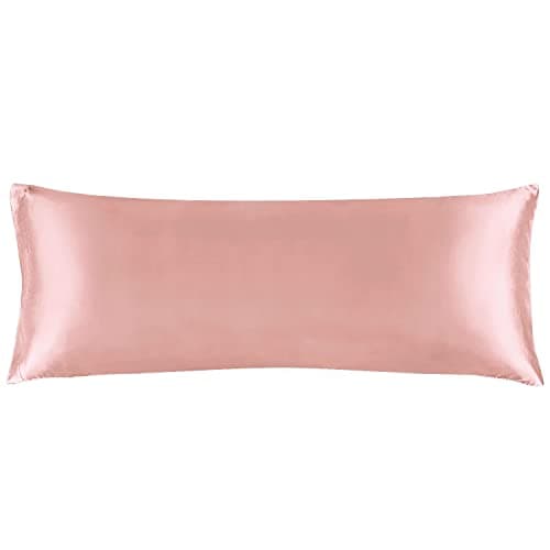 BEDELITE Satin Body Pillow Cover, Super Soft and Cooling Body Pillow Pillowcase for Hair and Skin, Breathable Silky Full Long Pillowcase Cover(20"x54", Rose Pink)