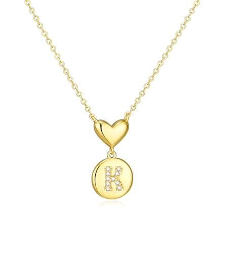 Howoo 14K Gold Plated Initial Necklace for Women Heart Necklace for Women Round Zircon Letter Pendant Plated Adjustable Necklaces Birthday Galentines Valentine Gifts Jewelry - Image 1