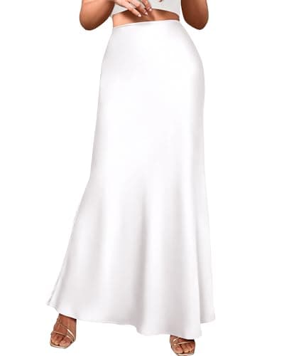 BTFBM Womens Fall Skirts 2025 Business Casual Clothes High Waisted Cocktail Party Wedding Guest Mermaid Maxi Skirt(White, X-Large) - Image 1