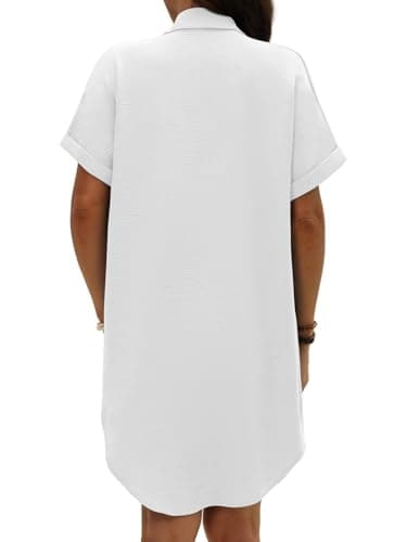 GKBK Women Swimsuit Coverup Shirt Dress Button Down Bathing Suit Cover Up Beachwear White XL - Thumbnail 3