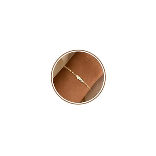 Mom Gifts, Gifts for Mom Christmas Gold Bracelets for Women 14k Plated Dainty Gold Bracelet with Mama Birthday Gift Anniversary Christmas Stocking Stuffers for Her - Image 1