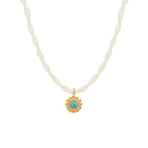 Sylph Pearl Necklaces for Women Dainty Gold Baroque Beaded Pearl Choker Pendant Necklace Beach Jewelry Bride Bridesmaid Gifts for Wedding Birthday Anniversary - Image 1