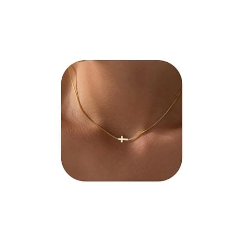 JNZSSWHJJH Gold Cross Necklaces for Women - 18K Gold Plated Cross Necklace Dainty Gold Necklace for Women Trendy Gold Jewelry Easter Basket Essentials Stuffers Christian Religious Christmas Gifts - Image 1