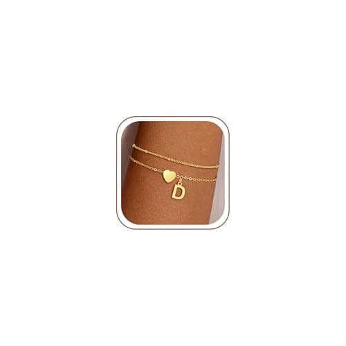 Decholly Gold Bracelets for Women Jewelry, Layered Heart Initial D Bracelet Dainty Gold Initial Bracelets for Women Trendy Gifts - Image 1