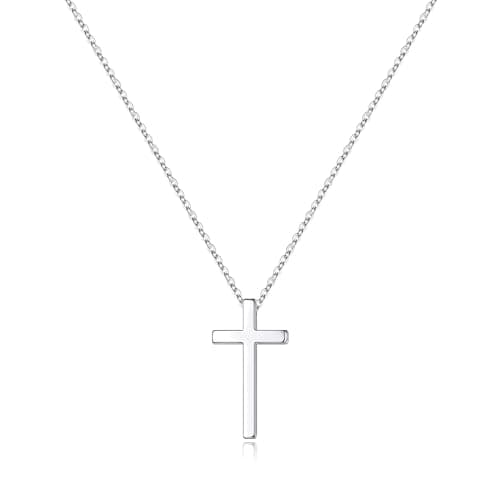 M MOOHAM Cross Necklace for Women, Silver Cross Pendant Necklace for Women - Image 1