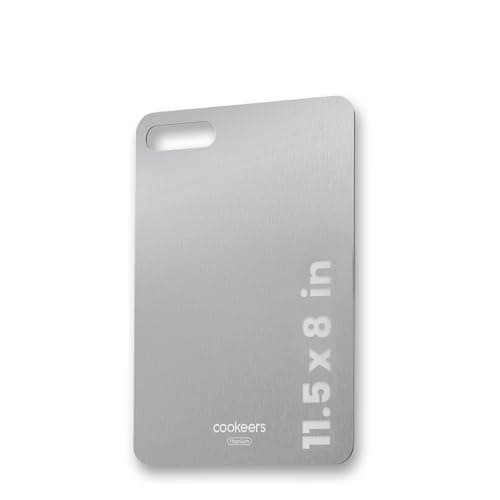 COOKEERS Titanium Cutting Board for Kitchen - 11.5"L x 8"W Pure Titanium Double-sided Cutting Boards, Hygiene Durable Dishwasher Safe Chopping Board for Meat, Fruit, Vegetables (No Mat) - Thumbnail 2
