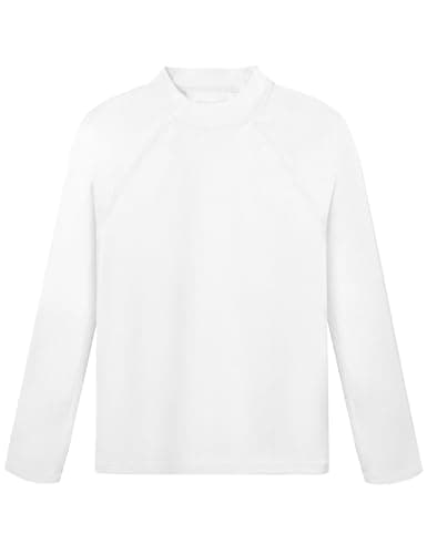 Roadbox Boys UPF 50+ Rash Guard, Swim Shirt Sun Protection Long Sleeve for Kids, Toddler Rashguard Athletic Surf Water Shirts White - Image 1