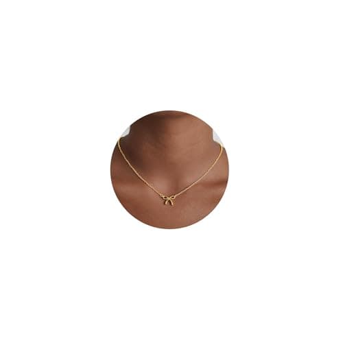 Fezodo Bow Necklace for Women - 14K Gold Plated Bow Pendant Necklace Gold Necklace Jewelry for Women Gifts - Image 1