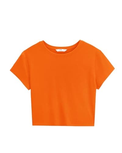 Stelle Womens T Shirts Summer Tops Short Sleeve Crop Tops Fashion Slim Fit Gym Workout Y2k Clothes Orange X-Small - Thumbnail 4