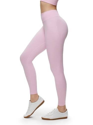 NANJI Seamless Leggings for Women - Scrunch Butt Lifting No Front Seam Mid Waist Squat Proof Active Workout Gym Yoga Pants (Small, Pink) - Image 1