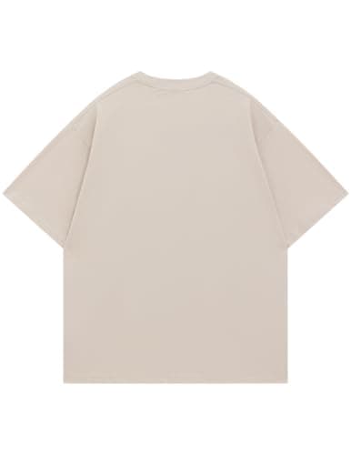 Vamtac Midweight Cotton T Shirts for Men Loose fit Short Sleeve Shirts Crewneck Tee Medium Beige Small - Thumbnail 6