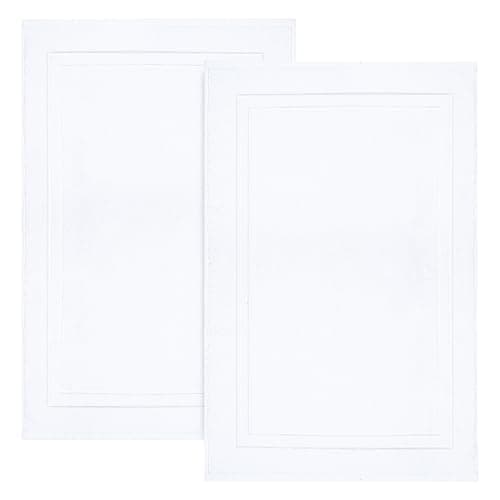 Infinitee Xclusives Premium Cotton Bath Mats for Bathroom – Pack of 2 | 34x22 Inches | Ultra Soft, Super Absorbent, Non-Slip, Machine Washable Mats (White) [Not a Rug] - Image 1