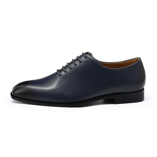 AUSTIN MILL Mens Dress Shoes Plain Toe Lace Up Oxfords for Business Work Wedding Office Prom Dark Blue - Thumbnail 3