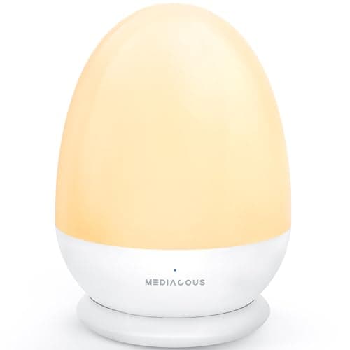 MediAcous Night Lights for Kids Room, Egg Light for Nursery with Stable Charging Pad, Dimmable Baby Night Light with 1H Timer & Touch Control, ABS+PC LED Egg Night Light for Breastfeeding, Up to 200H - Image 1
