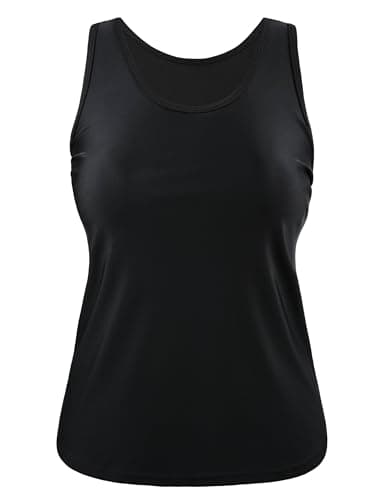 Firpearl Womens Black Tankini Tops Only 2026 Modest Bathing Suit Loose Fit Swimsuit Swim Tank Tops M/6-8 - Image 1