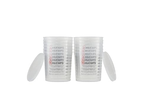 12 Pcs cups and 4 lids 160 oz Graduated Paint Mixing Cups 5 Quart Disposable Clear Paint Mixing Bucket Plastic Epoxy Measuring Cups with Ratios on Side of Cup for Resin, Epoxy, Art - Image 1