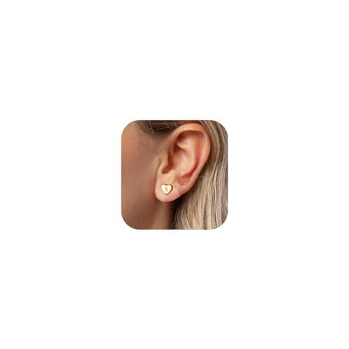 BAYLAY Heart Initial Earrings for Women Girls - 18K Gold Plated S Initial Earrings Hypoallergenic Heart Stud Earrings for Women Teen Girl Gifts Trendy Stuff Stocking Stuffers for Kids Gold Jewelry - Image 1