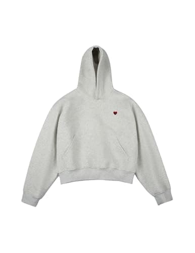 Aelfric Eden Cropped Hoodie For Women Men Pullover Hooded with Pocket Unisex Solid Casual Oversized Short Sweatshirt Tops Grey XS
