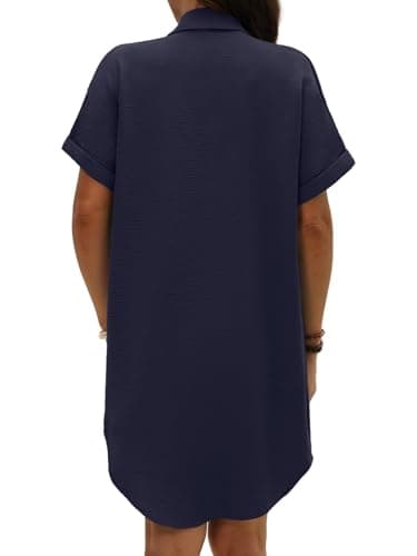 GKBK Women Swimsuit Coverup Shirt Dress Button Down Bathing Suit Cover Up Beachwear Navy Blue S - Thumbnail 3