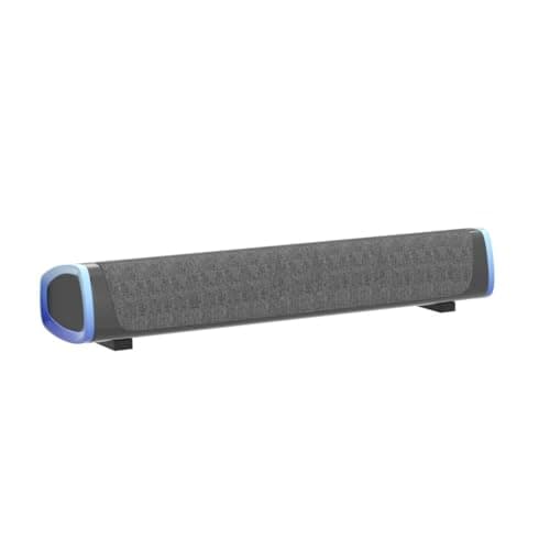 SOULION R30 Computer Speakers, USB Powered PC Speaker, Colorful LED Lights with Switch Button, 3.5mm Aux Surround Soundbar for Desktop Laptop Monitor Office Work Music Gray - Thumbnail 4