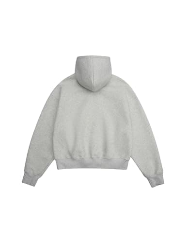 Aelfric Eden Cropped Hoodie For Women Men Pullover Hooded with Pocket Unisex Solid Casual Oversized Short Sweatshirt Tops Grey XL - Thumbnail 4