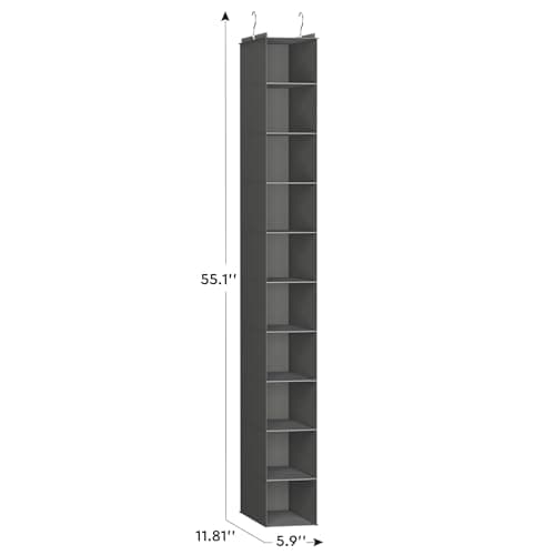 YOUDENOVA Hanging Shoe Organizer, 10-Shelf Closet Shoe Organizers for Closet, Hanging Shoe Storage, Grey, 2 Packs - Thumbnail 3