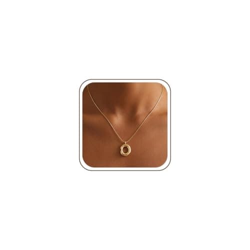 CTEEGN 14K Gold Plated Chunky Snake Chain Necklace for Women, Irregular Round Pendant Minimalist Dainty Statement Gold Layering Everyday Jewelry - Image 1