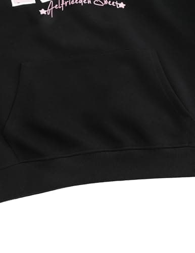 Aelfric Eden Womens Oversized Graphic Hoodies Y2k Flower Embroidery Number Print Pullover Hooded Sweatshirt Unisex Black X-Small - Thumbnail 5