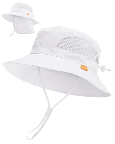FURTALK Baby Toddler Sun Hat Bucket Hat with Neck Flap Wide Brim Hats Beach Vacation Essentials White - Image 1