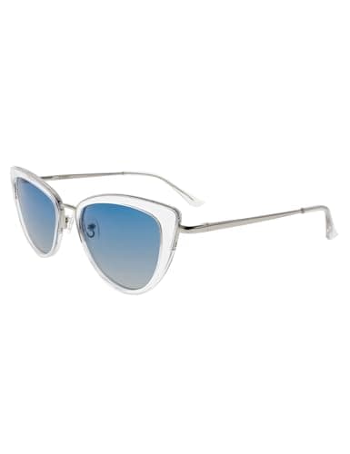FAA'N Retro Big Frame Cat Eye Polarized Sunglasses Women with Spring Hinge(Clear Blue) - Image 1