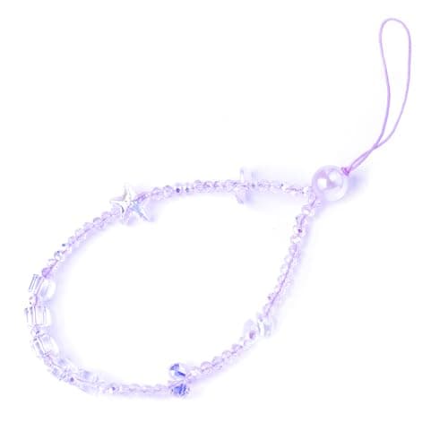 Aquilumen Crystal Phone Wrist Strap Phone Charm Chain Keychain Beaded Cellphone Lanyard with Tether Tab Hands-Free Wristlet Bracelet Wrist Grip Strap for Women, W-Colorful (purple) - Image 1