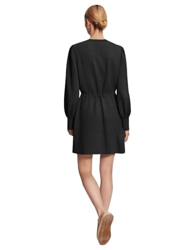 COCOMARTS Womens Long Sleeve Crewneck Sweatshirt Dress Drawstring Waistband Casual Tunic Tops Mini Dresses 2025 Fall Clothes Black Large - Thumbnail 3