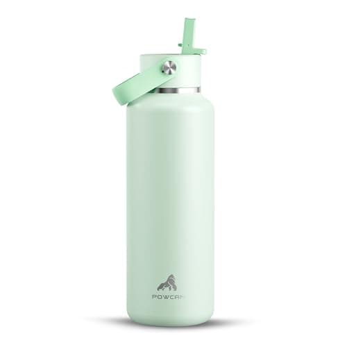 POWCAN 18 oz Insulated Water Bottle: Leakproof, Cup Holder Friendly, Standard Mouth, Top Handle, Stainless Steel Water Bottle for Women, Student, Teacher, Nurse, Commuter, Gift for Girl (Mint Dew) - Image 1