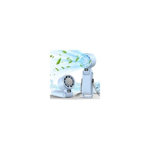 PlayHot Upgraded Portable Handheld Fan with 60°F Ice Cooling, Up tp 12Hrs Personal Fans Portable Rechargeable, 5 Speed 25550RPM Powerful Portables Fan Handheld, Hand/Neck/Desk Fan 3 IN 1(Blue) - Image 1