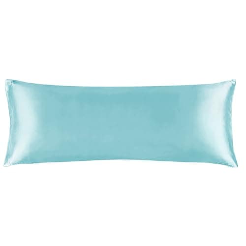 BEDELITE Satin Body Pillow Cover, Super Soft and Cooling Body Pillow Pillowcase for Hair and Skin, Breathable Silky Full Long Pillowcase Cover(20"x54", Blue)