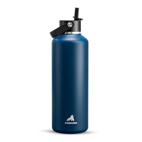 POWCAN 32 oz Water Bottle Insulated: BPA-Free, Leakproof Lid with Straw, Lightweight, Flex Cap, Stainless Steel Water Bottle for Hoilday, Men, Commute, Worker, Walking, Cycling, Daily (Indigo Blue) - Image 1