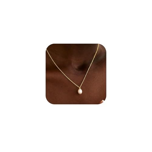 Decholly Gold Pearl Necklaces for Women Trendy, 14K Gold Plated Dainty Necklace Simple Pearl Necklace Women's Jewelry Friend Birthday Wedding Jewelry Gifts for Women - Image 1